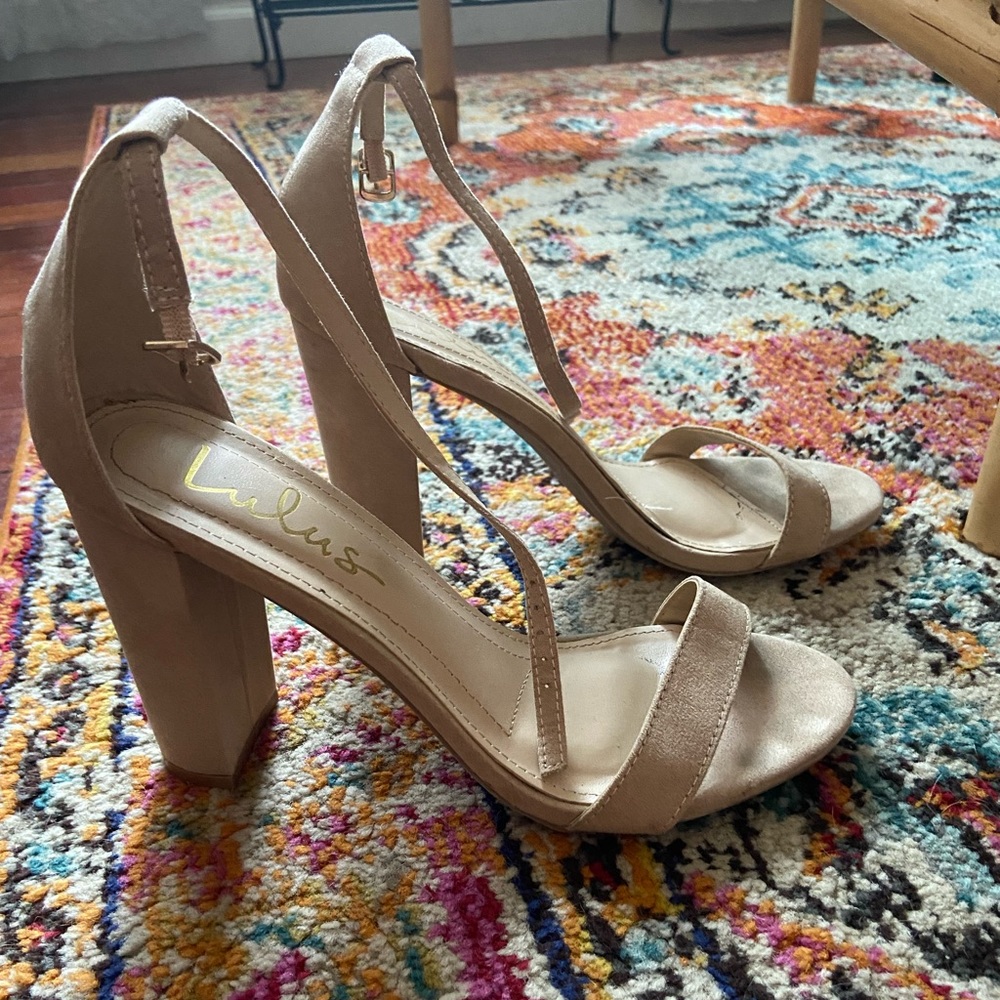Lulus Taylor Natural Suede Ankle Strap Heels